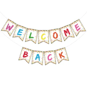 Banniere de fete de rentree scolaire fanions multicolores decoration bienvenue set