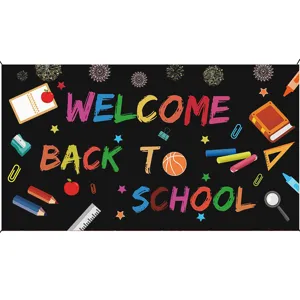 Welcome back to school backdrop colorful party banner photography background 5x3ft