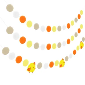 Easter felt ball and chick garland banner for holiday party hanging decoration.