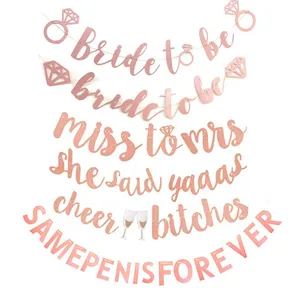 Roségold Junggesellinnenabschied Banner Glitzer Girlande Braut Dekoration Party.