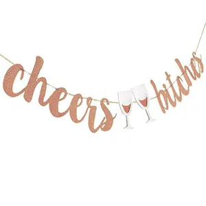 Roségold glitzernde Junggesellenabschied Party Banner cheers bitches Dekoration für Feier.