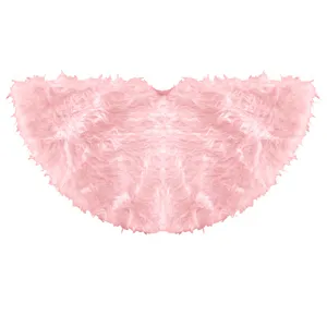 Rosa Plüsch Weihnachtsbaumrock Detailansicht, zeigt weiche flauschige Stofftextur deutlich.