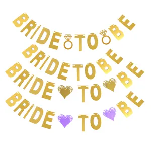Glitter Gold Bride To Be Letter Paper Banner For Wedding Bridal Shower Bachelorette Party Decoration Hanging Garland Sign Layout Props