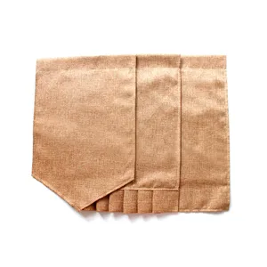 Close up detail of imitation linen double sided garden flag fabric texture and hanging sleeve.