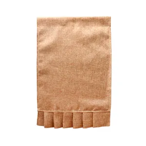 Close-up detail of faux linen double-sided garden flag featuring elegant pleated hem design.