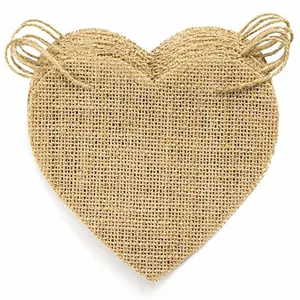 Burlap Heart Bunting Banner Vintage Hessian Heart Garland Hanging Flag For Christmas Wedding Party Decoration