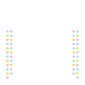 Colorful heart garland detail view for beautiful baby shower party background decoration.