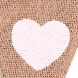 Bandierina di juta per matrimoni con cuore bianco, decorazione rustica per feste top.