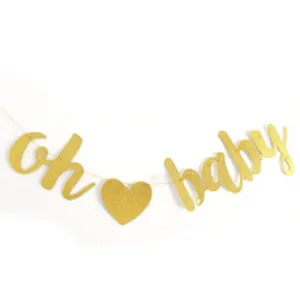 Χρυσό Glitter Oh Baby Banner Διακόσμηση Πάρτι Κρεμαστή Πινακίδα Φόντο Baby Shower Prop