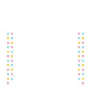 Colorful heart garland banner for baby shower party decoration, vertical hanging style.