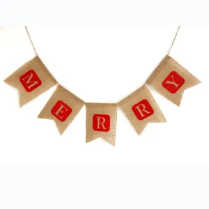 Christmas burlap banner hanging decor party pennant with MERRY letters for holiday