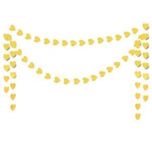 Gold glitter heart banner garland for wedding engagement party and romantic event decoration detail