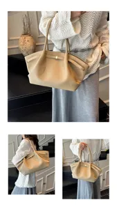 Borsa tote retrò minimalista di grande capacità per donna, elegante borsa a spalla.
