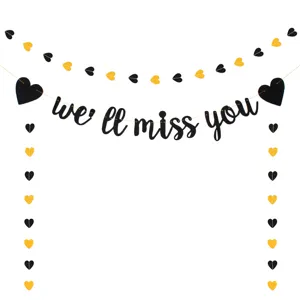 Glitter Papier We Will Miss You Banner Slinger Hart Hangende Decoratie Voor Verloving Pensioen Vrijgezellenfeest Achtergrond Prop