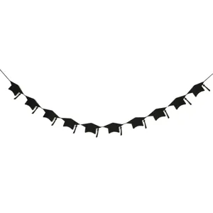 Black doctoral hat banner garland for graduation party decoration photo backdrop wall supplies