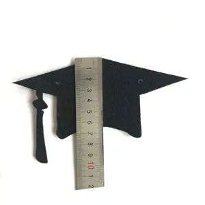Black felt graduation cap cutout decoration party banner detail size display photo