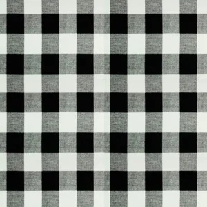 Vista dettagliata in primo piano della trama del tessuto a quadri nero e bianco classico.