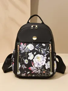Modischer Damen Blumen Druck Nylon Oxford Rucksack leichter Freizeit Alltag Reise Bag