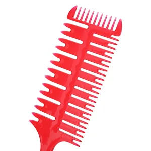 Pettine per colorazione capelli in plastica rossa da salone, strumento professionale per styling.