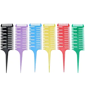 Set di pettini per tintura per capelli in plastica, pettine a coda multi-dente.