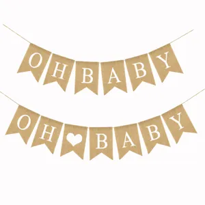 Burlap OH BABY pennant banner for baby first birthday party and celebration decor details