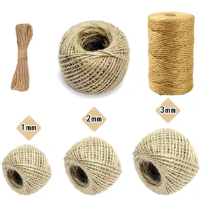 Corda di iuta naturale in 1mm 2mm 3mm per artigianato fai da te e decorazione parete foto.