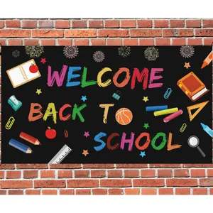 Welcome back to school banner backdrop colorful classroom party decoration photography supplies