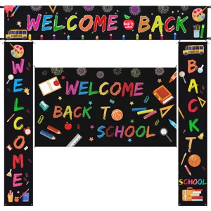 Welcome back to school party banners set colorful hanging porch signs classroom decorations