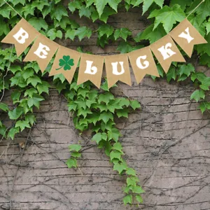 St. Patrick's Day Burlap Banner BE LUCKY Swallowtail Bunting Party Hanging Decoration