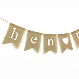 Banner di juta rustico con lettere per decorazioni di addio al nubilato e festa nuziale.
