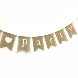 Ghirlanda di festa in juta bandierina di tela di sacco decorazione matrimonio addio nubilato