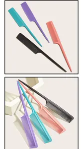 Salon hair styling tail comb set, professional plastic parting combs in multi colors for salon.