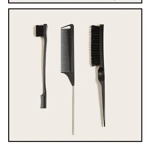 Schwarzes Haarstyling-Bürsten- und Kamm-Set, Kantenkontrollkamm und Toupierkamm Salon.
