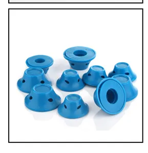 Detail view of blue silicone hair rollers with hollow design for soft wave styling.