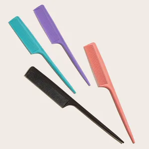 Professional hair styling tail comb set, anti-static plastic parting combs in multi colors.
