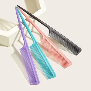 Professional hair salon styling tail comb set, smooth teeth, comfortable grip, 4 colors.