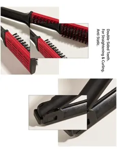Double-sided V-shaped hair straightening brush, anti-static styling tool for straight and curly hair.