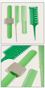 Green hair comb set professional salon hairdressing styling tools with magnetic wrist band.