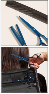 Kit de ciseaux de coiffure professionnels avec ciseaux à effiler peigne et étui salon.