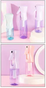 Flacone spray a spruzzo continuo, pompa ad alta pressione vuota per capelli e cosmetici.