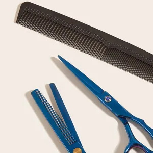 Ciseaux de Coiffure Professionnels en Acier Inoxydable Kit de Coupe de Cheveux Avec Ciseaux Sculpteurs et Droits Étui en Cuir PU Peigne pour Maison Salon