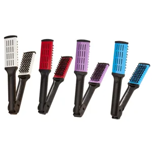 V-shaped hair straightening brush double-sided clamp styling comb for home salon use