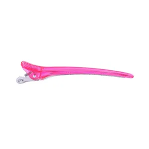 Transparante roze haarklem eendebek clip voor kapsalon styling en dagelijkse gezichtsreiniging.