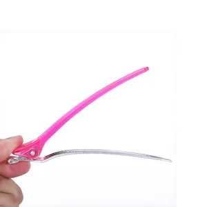 Roze en zilveren haarklem eendebek kappersklem voor professionele styling en dagelijks gebruik