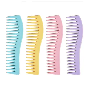 Grand peigne à dents larges pastel ensemble démêlage cheveux bouclés outil coiffure 4pcs