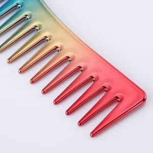 Professional Wide Tooth Hair Styling Comb Electroplated ABS Detangling Oil Head Flat Top Comb For Men Daily Salon Barber Hair Tools