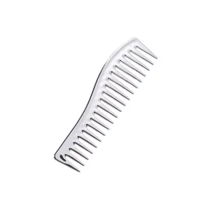 Metal hair styling comb for men, curved straight hair comb, professional smooth hair styling tool.