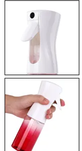 Detailweergave van de draagbare 150ml kapperssprayfles met fijne nevel ontwerp.