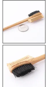 Bamboo edge control brush and comb double sided hair styling tool for daily makeup use.