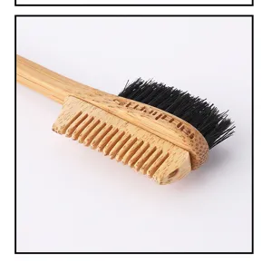 Bamboo double-sided hair edge styling brush and comb for hair coloring and grooming.